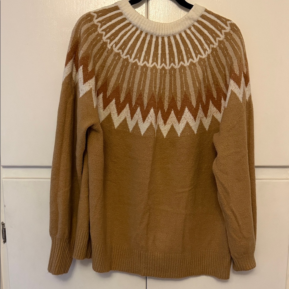 French Connection Tan and White Patterned Sweater - Picture 2 of 3